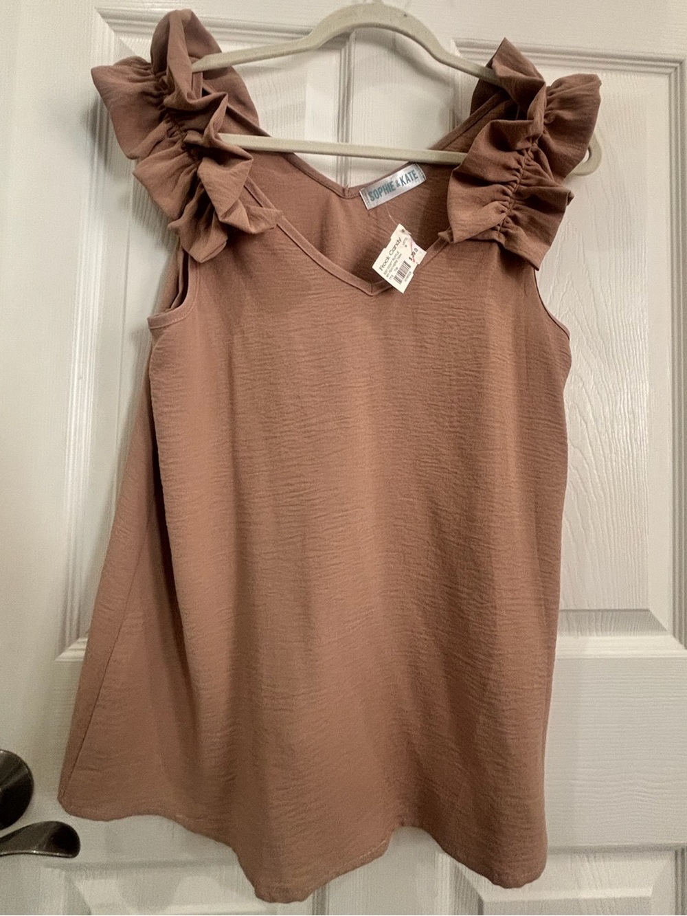 Ruffled Strap V-Neck Camisole in Dusty Rose